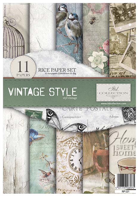 Rice paper set - A4 - Vintage Style - 1 - ITD Collection - Tidformera