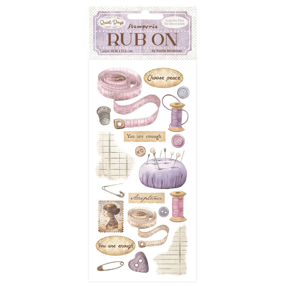 Rub - on - Quiet Days - Sewing - 1 - Stamperia - Tidformera