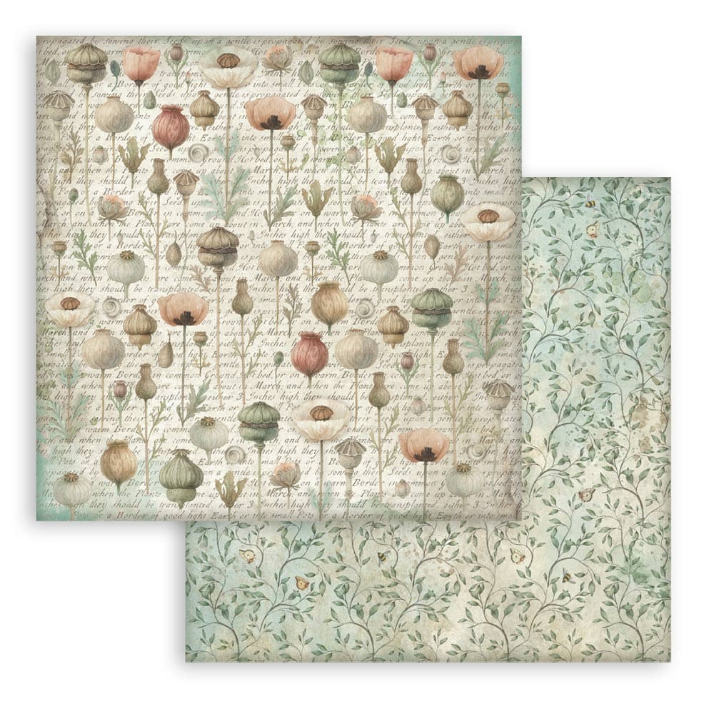 Scrapbookingpapper - Backgrounds - Herbarium Silvae - 7 - Stamperia - Tidformera