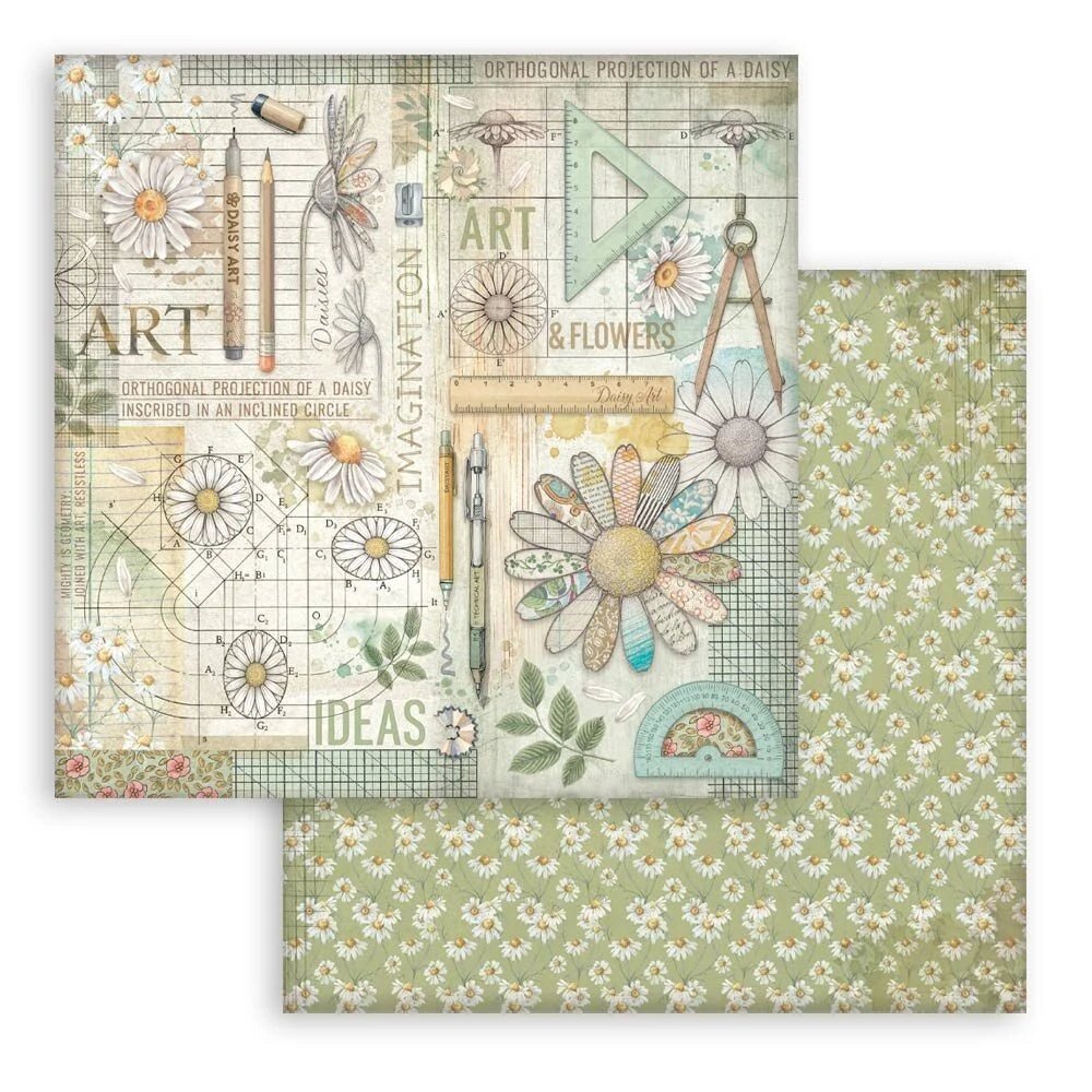 Scrapbookingpapper - Double faced - Daisy Art - 9 - Stamperia - Tidformera