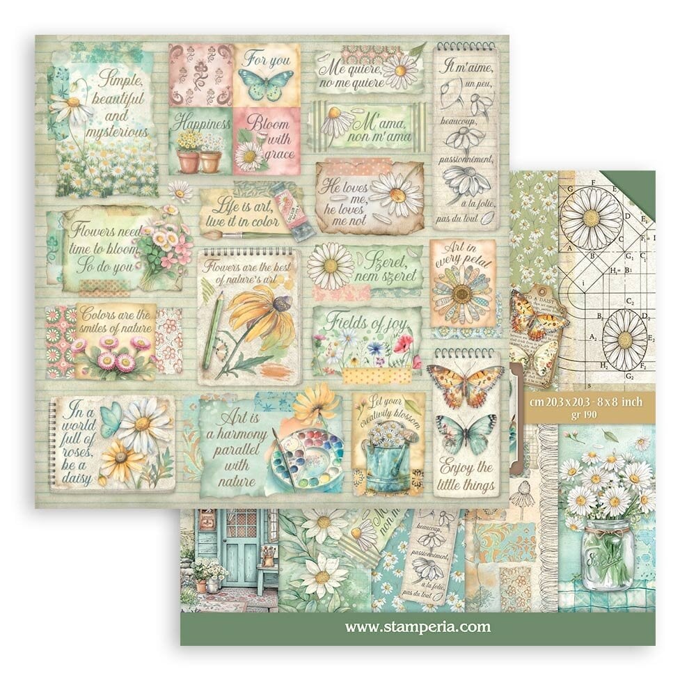 Scrapbookingpapper - Double faced - Daisy Art - 2 - Stamperia - Tidformera