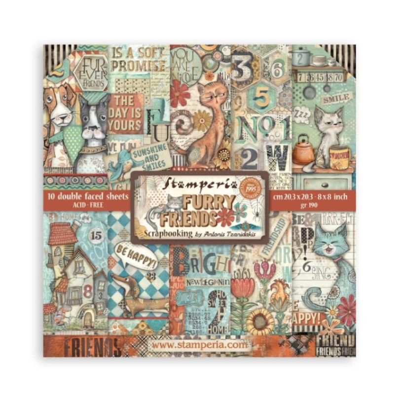 Scrapbookingpapper - Double faced - Furry Friends - 1 - Stamperia - Tidformera
