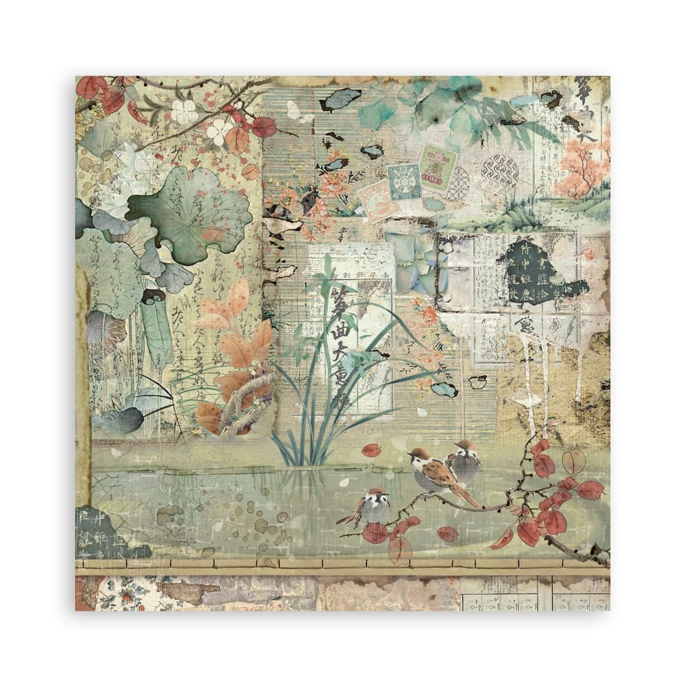 Scrapbookingpapper - Double faced - Oriental garden - 4 - Stamperia - Tidformera