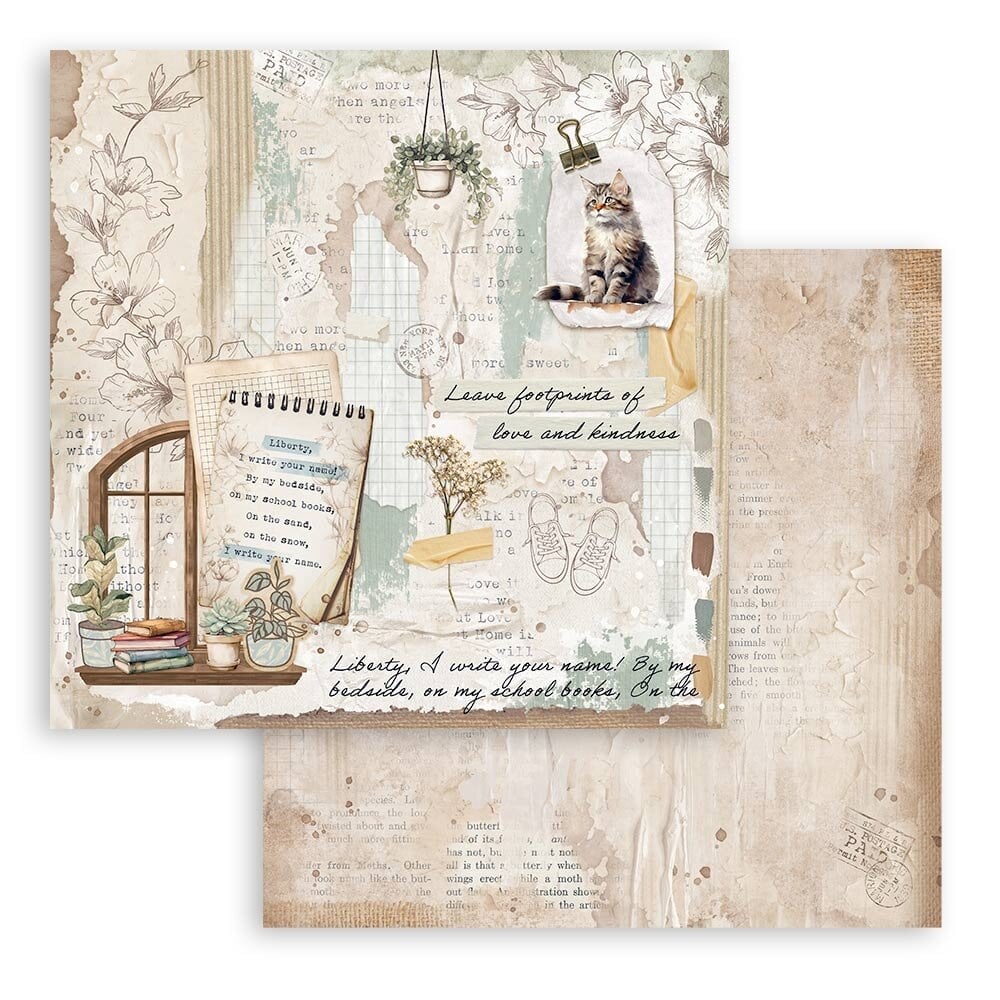 Scrapbookingpapper - Double faced - Secret Diary - 2 - Stamperia - Tidformera
