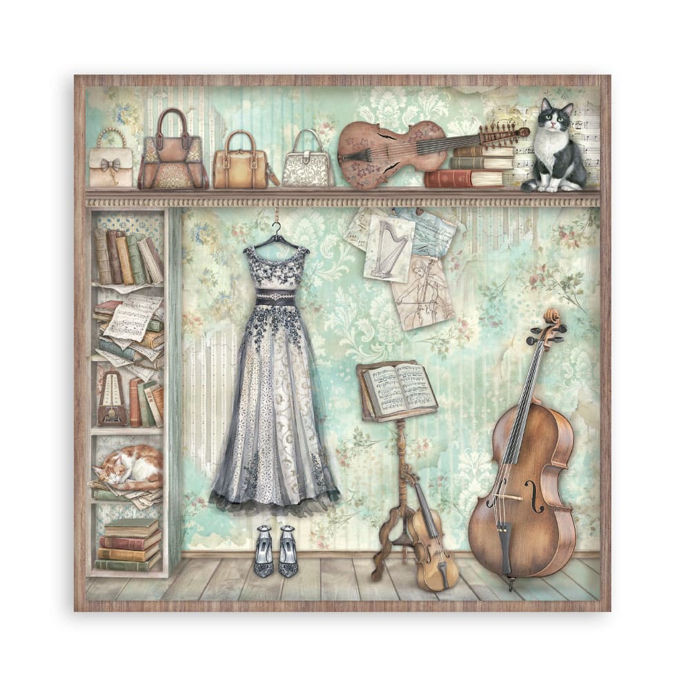 Scrapbookingpapper - Double faced - Symphony - 14 - Stamperia - Tidformera