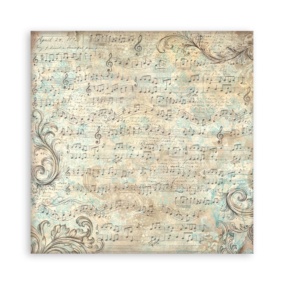 Scrapbookingpapper - Double faced - Symphony - 8 - Stamperia - Tidformera