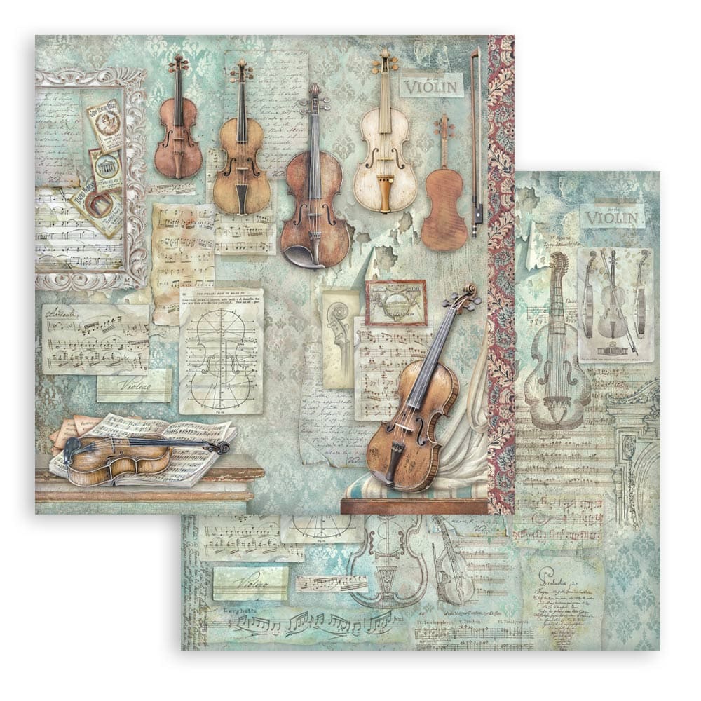 Scrapbookingpapper - Double faced - Symphony - 9 - Stamperia - Tidformera