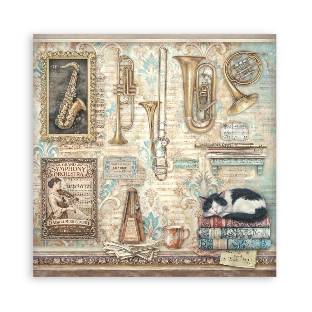 Scrapbookingpapper - Double faced - Symphony - 25 - Stamperia - Tidformera