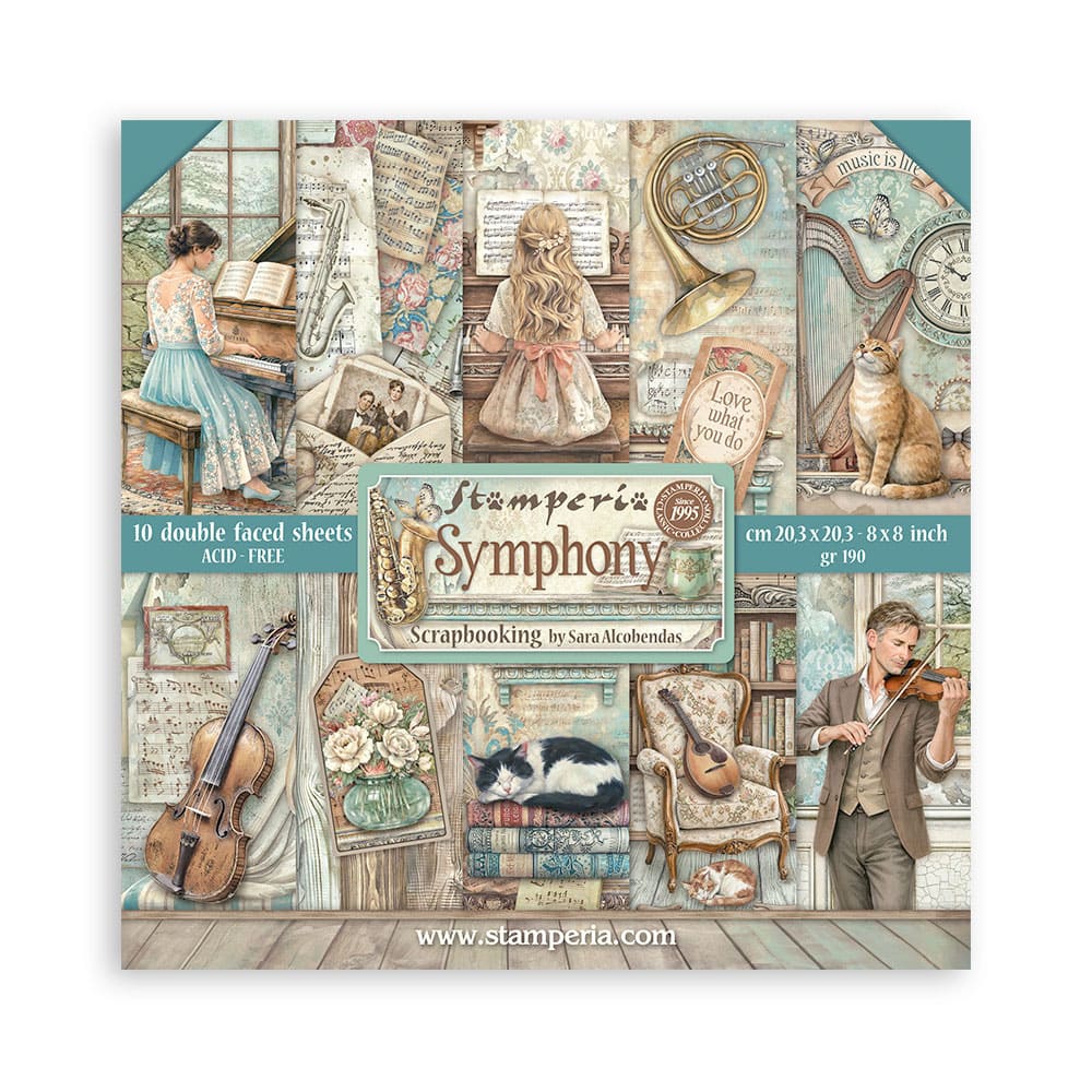 Scrapbookingpapper - Double faced - Symphony - 1 - Stamperia - Tidformera