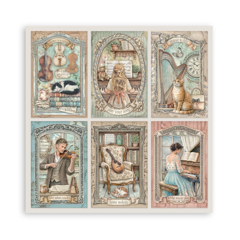 Scrapbookingpapper - Double faced - Symphony - 16 - Stamperia - Tidformera