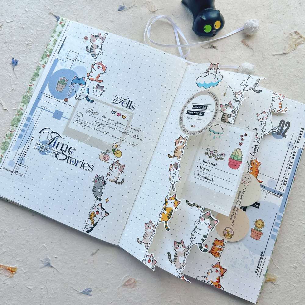 Sticker Pet Tape - Pre-cut - 40 mm - Kitty Cascade - 5 - Washi Tape Shop - Tidformera