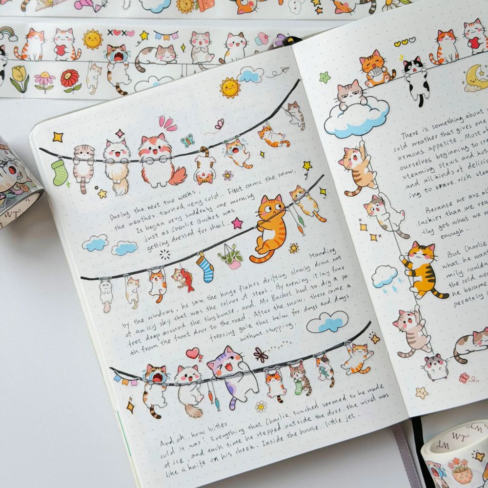 Sticker Pet Tape - Pre-cut - 40 mm - Kitty Conga - 3 - Washi Tape Shop - Tidformera