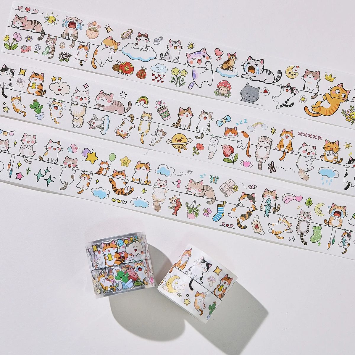 Sticker Pet Tape - Pre-cut - 40 mm - Kitty Conga - 1 - Washi Tape Shop - Tidformera
