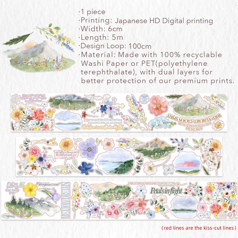 Sticker Pet Tape - Pre-cut - 60 mm - Lakeside Glow - 8 - Washi Tape Shop - Tidformera