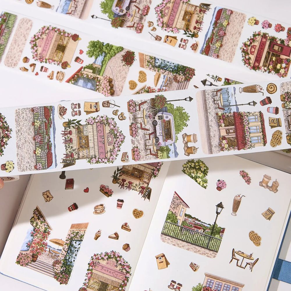 Sticker Pet Tape - Pre-cut 70 mm - Maple Café - 4 - Washi Tape Shop - Tidformera