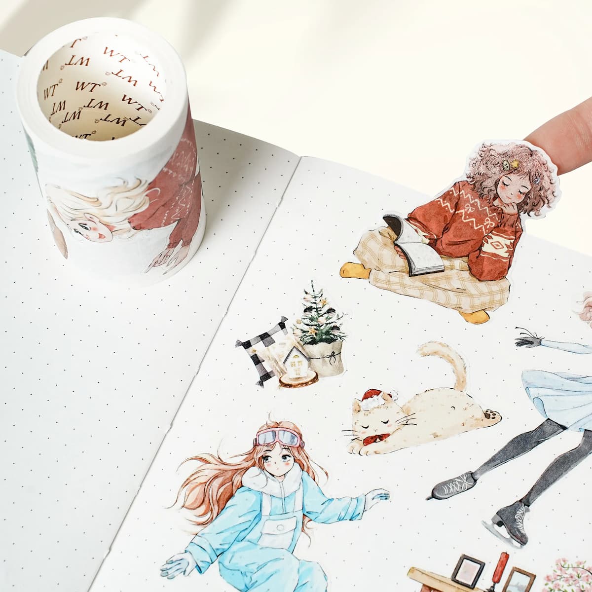 Sticker Pet Tape - Pre - cut - Snowy Strolls - 65 mm - 5 - Washi Tape Shop - Tidformera