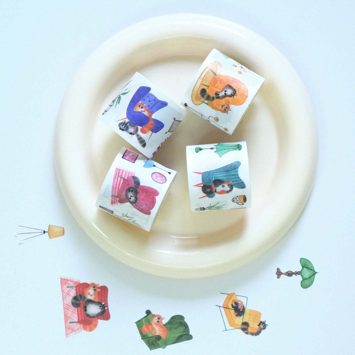 Sticker Set Washi Tape - Paw Parlor - 4-pack - 9 - Washi Tape Shop - Tidformera