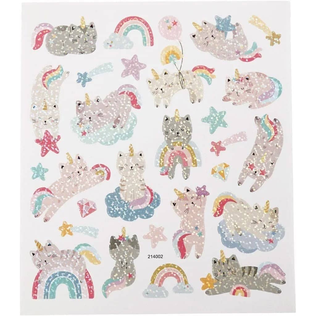 Stickers Creotime Djur - Katter unicorn från Creotime. Klistermärken med katter som förvandlats till enhörningar. Tidformera
