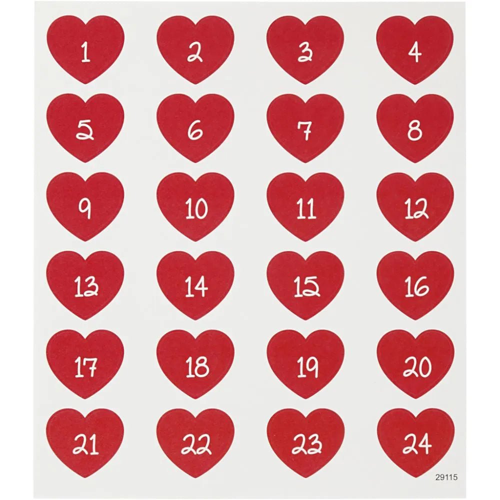 Stickers Creotime Jul - Advent numbers - HjÀrtan - 2 - Creotime - Tidformera