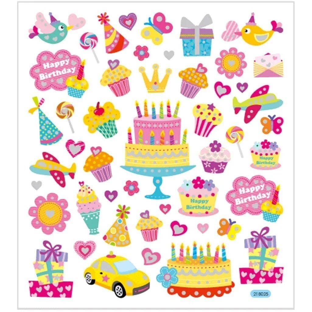 Stickers Creotime Mat & Fika - Birthday från Creotime. Klistermärken med tårtor, bakverk och godis. - Tidformera