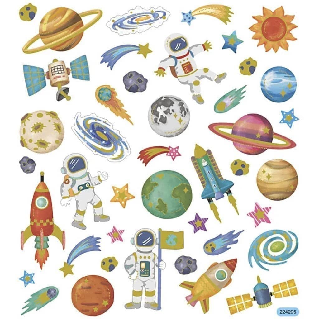 Stickers Creotime Rymden - Rymden metallic från Creotime. Klistermärken med planeter och astronauter - Tidformera