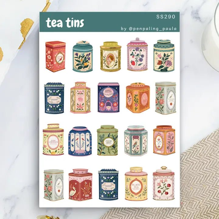 Stickers - Penpaling Paula - Tea tins - 1 - Penpaling Paula - Tidformera