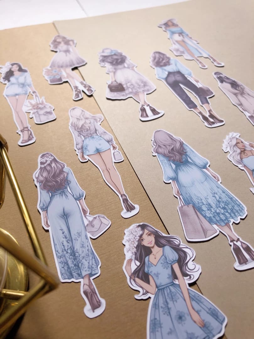 Stickers - T's Stationery - Blue Spring Girls - 2 - T's Stationery - Tidformera