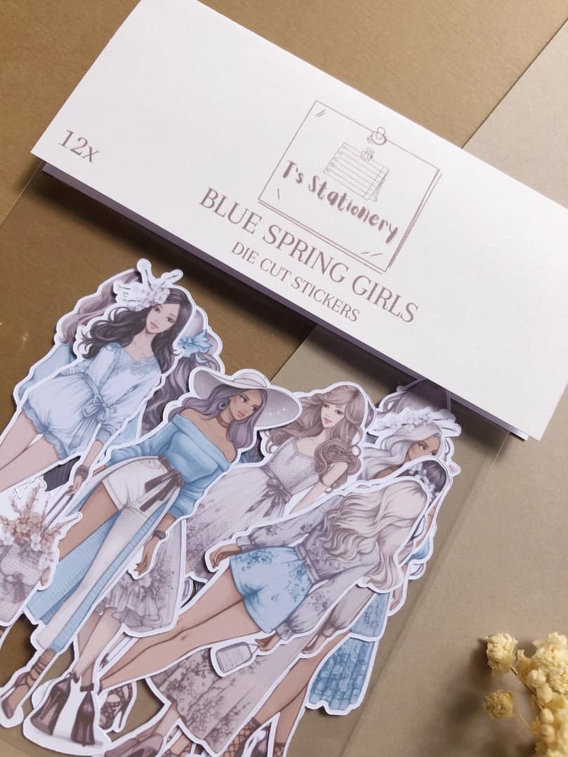 Stickers - T's Stationery - Blue Spring Girls - 5 - T's Stationery - Tidformera