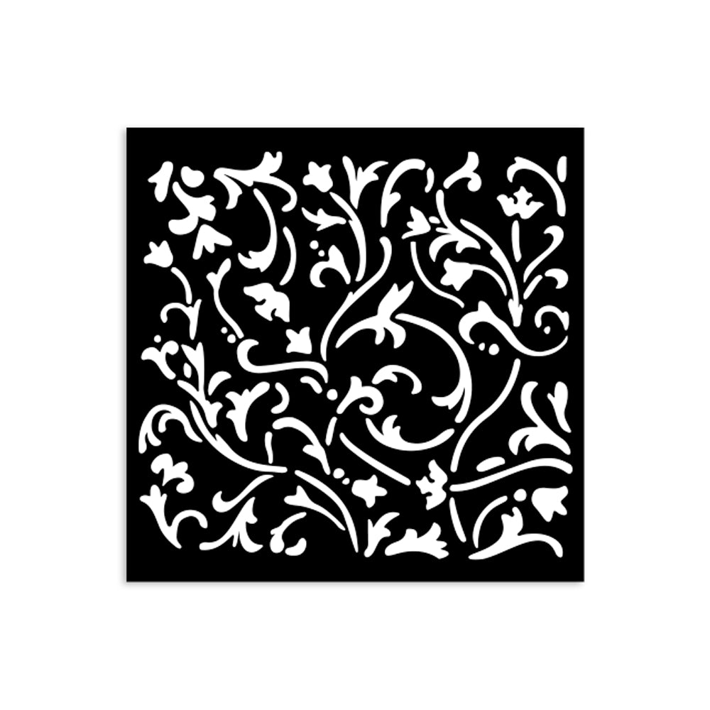 Thick Stencil 12 x 12 cm - Masquerade - Ornaments -från Stamperia. Stencil med rankor - Tidformera