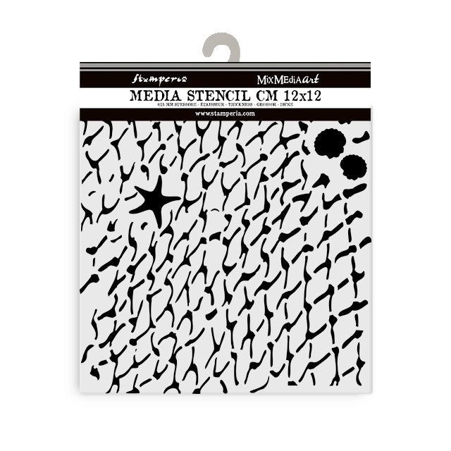 Thick Stencil 12 x 12 cm - Silent Sea - Net från Stamperia - Tidformera