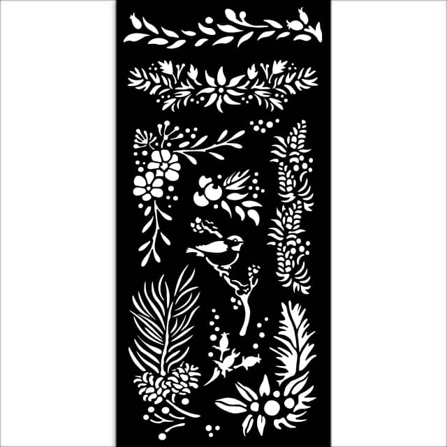 Thick Stencil 12 x 25 cm - The Owl's House - Branches - 2 - Stamperia - Tidformera