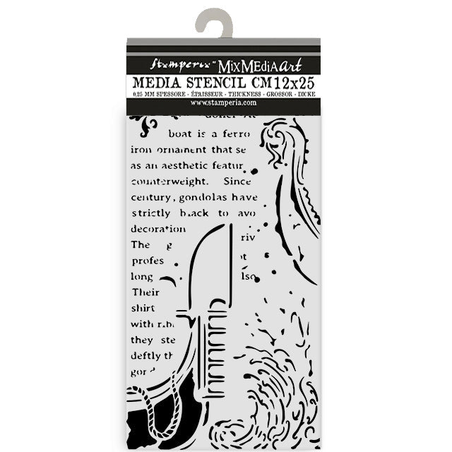 Thick Stencil 12 x 25 cm - Venice City of Art - Gondola - 1 - Stamperia - Tidformera