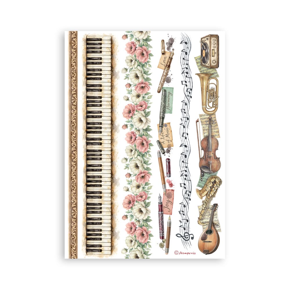 Washi pad - Symphony - 8 - Stamperia - Tidformera