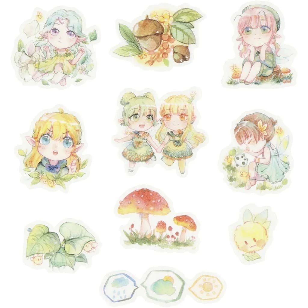 Washi Stickers Creotime - Söta sagofigurer från Creotime. Klistermärken med älvor. - Tidformera
