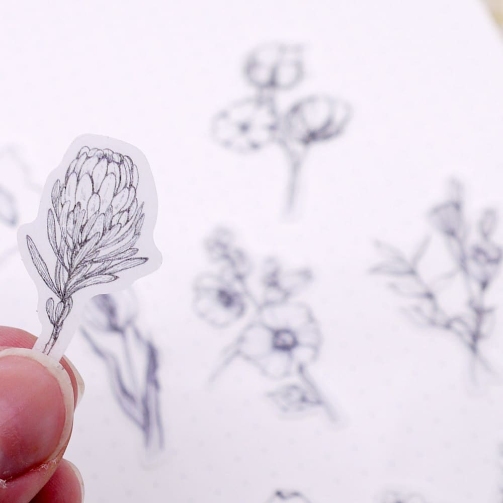 Washi Stickers Creotime - Svart/vita blommor - 3 - Creotime - Tidformera