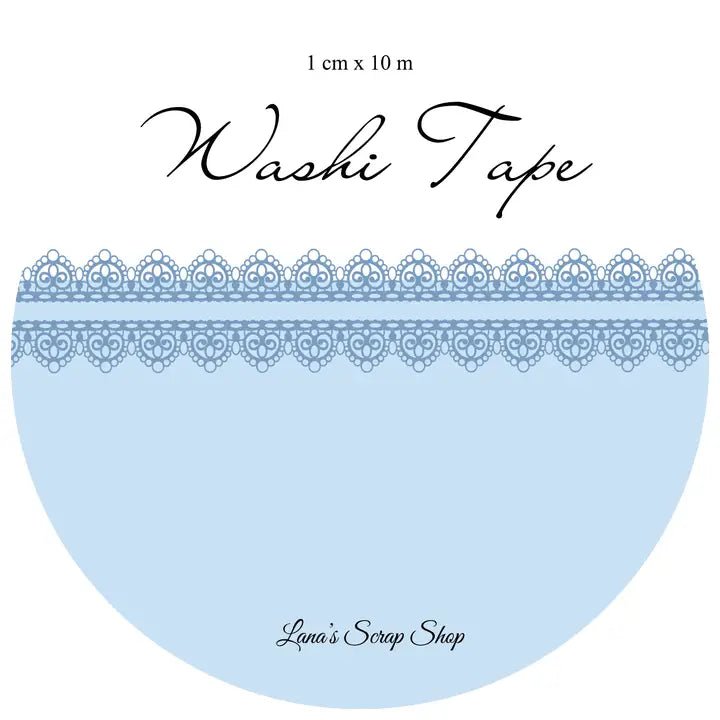 Washi tape 10 mm - Lace - Denim Blue - 1 - Lana's Scrap Shop - Tidformera
