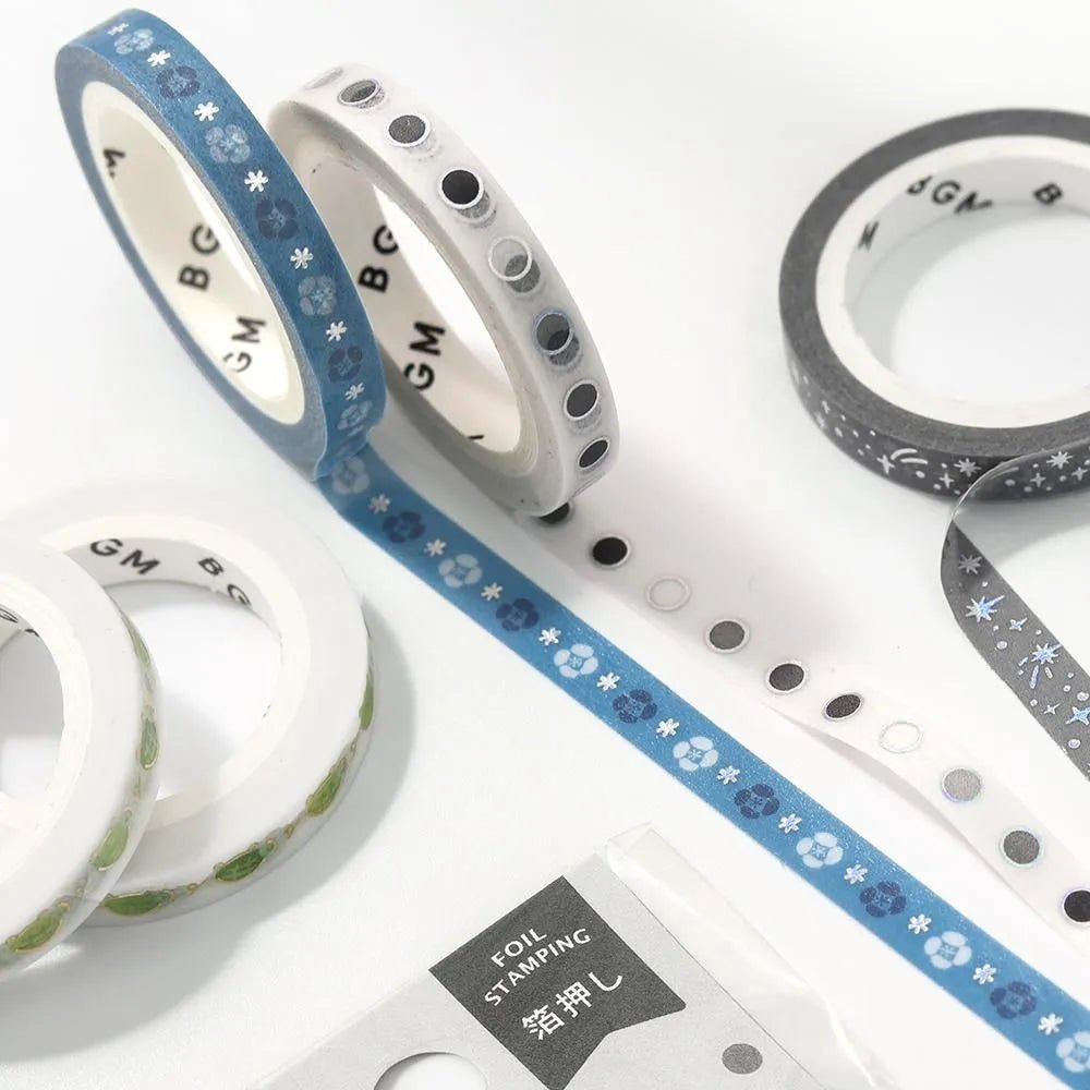 Washi Tape 5 mm - Night Blooming Flowers - 4 - BGM - Tidformera