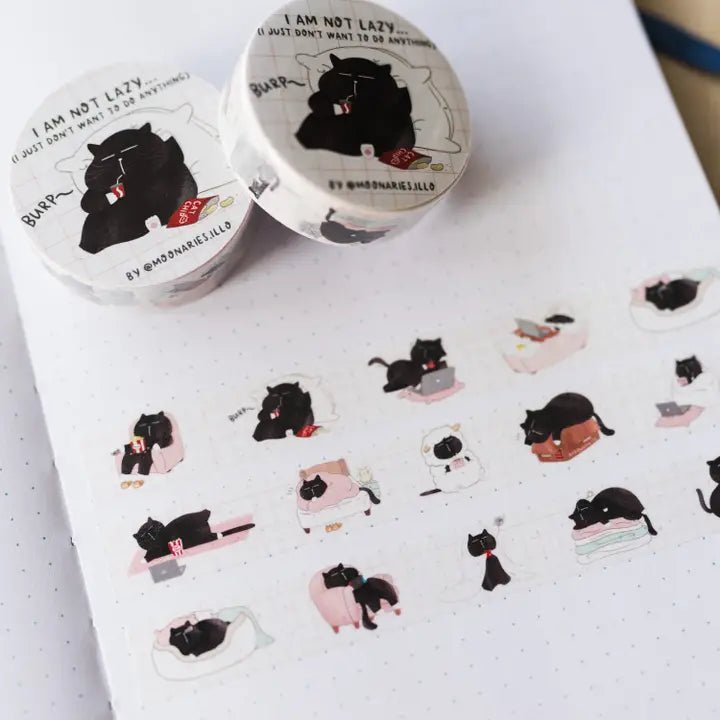 Washi tape Mocha - I Am Not Lazy... - 3 - Moonaries illo - Tidformera