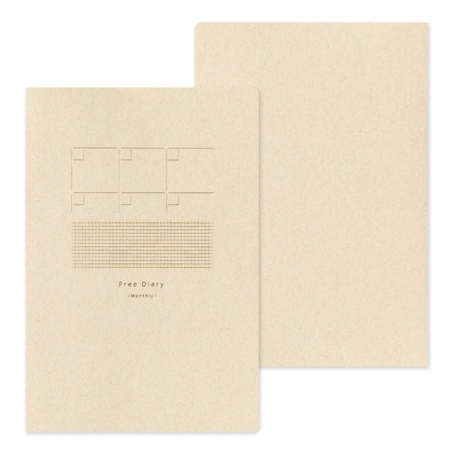 Yuru Log Notebook B6 - Free Diary Monthly 12 månader - 6 - Midori - Tidformera