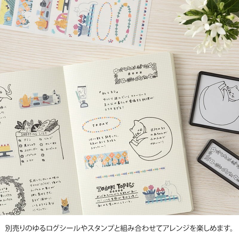 Yuru Log Notebook B6 - Grid - 3 - Midori - Tidformera