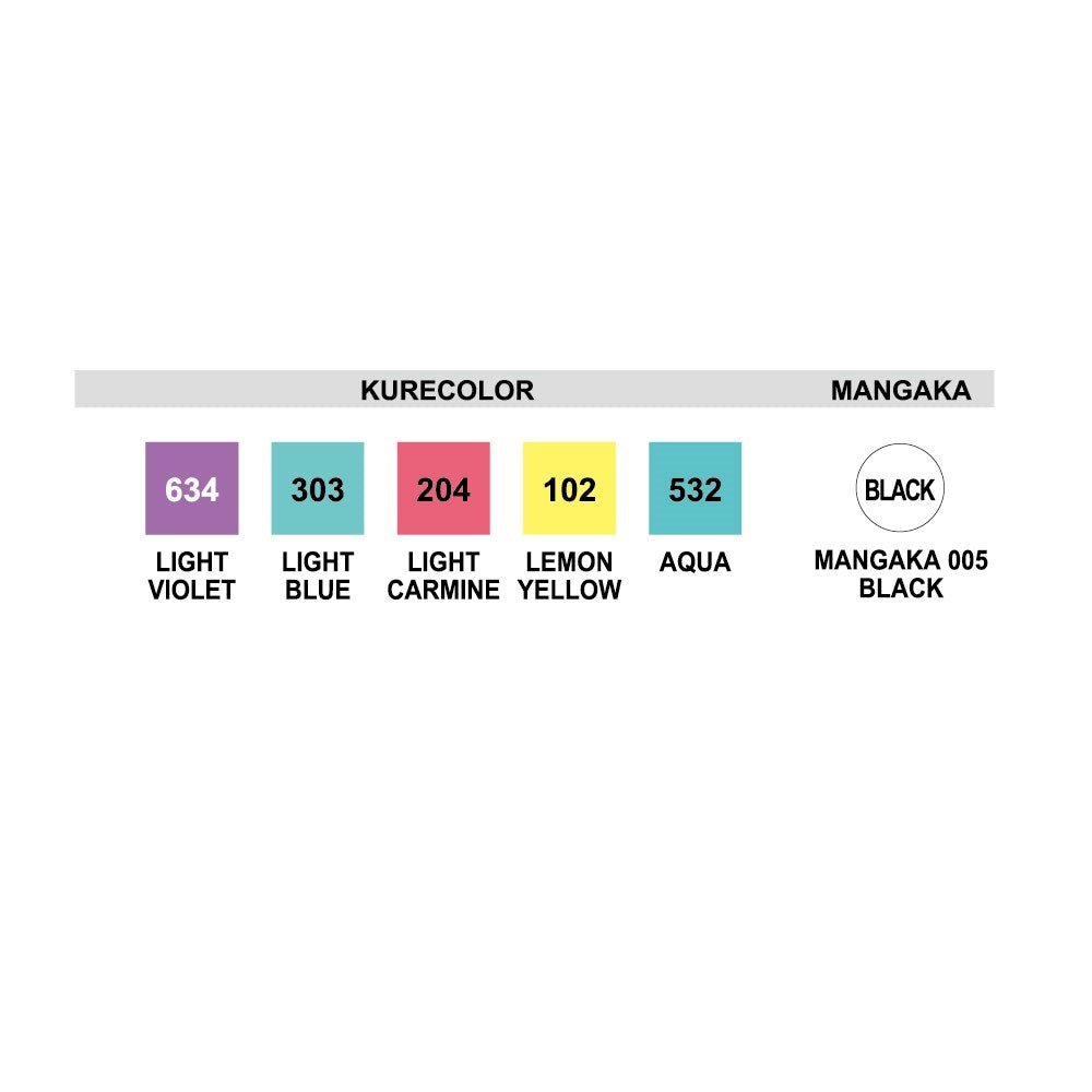 ZIG Kurecolor Manga - Fine & Brush 6-pack - Pastel - 3 - ZIG Kuretake - Tidformera