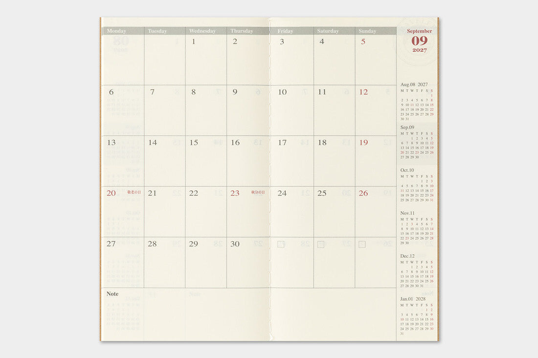 TRC 2027 Monthly Diary Regular size