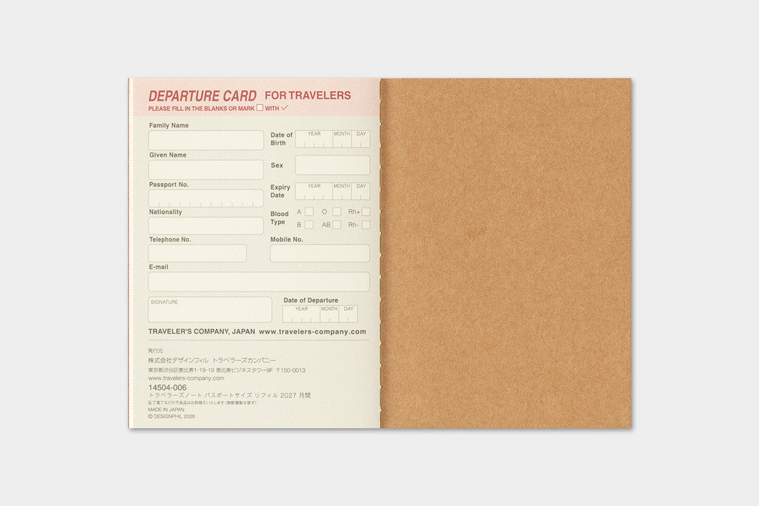 TRC 2027 Monthly Diary Passport size