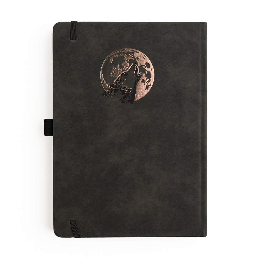 Dotted Notebook - Black dot grid - A5 - Wolf in the Night