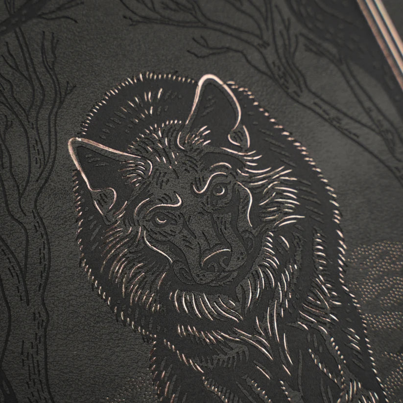 Dotted Notebook - Black dot grid - A5 - Wolf in the Night