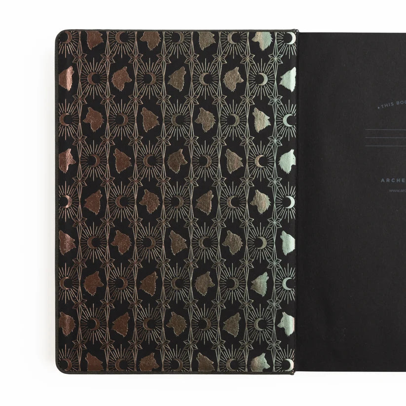 Dotted Notebook - Black dot grid - A5 - Wolf in the Night