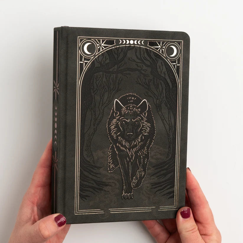Dotted Notebook - Black dot grid - A5 - Wolf in the Night