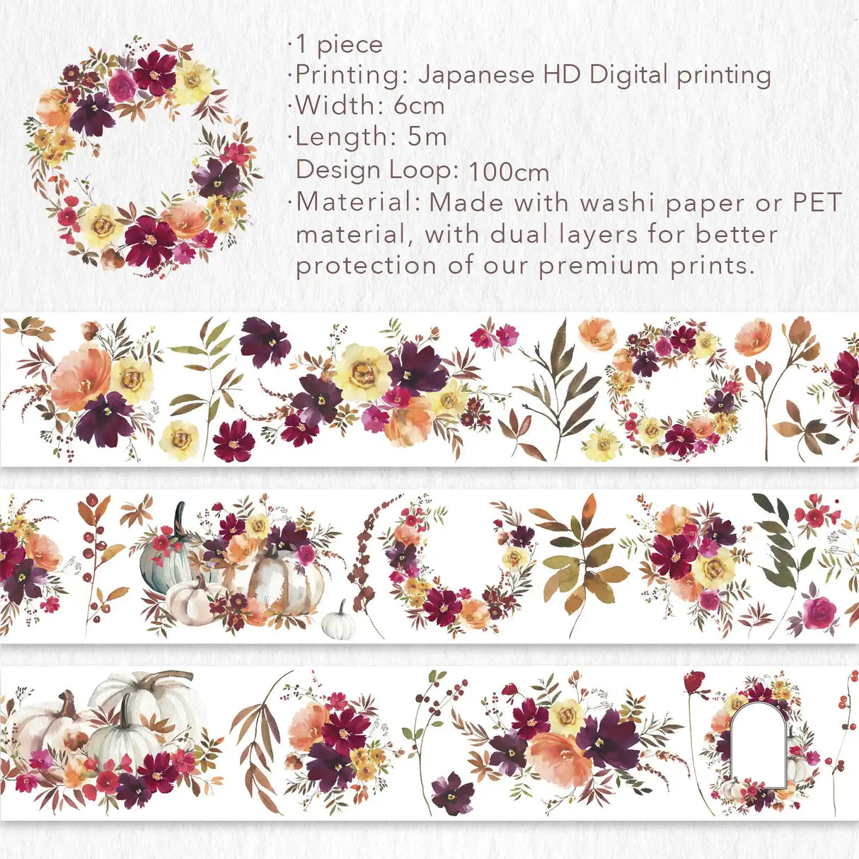 Pet tape Autumn Rose - 60 mm