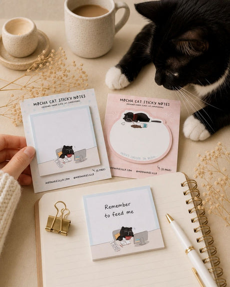Sticky Notes - Mocha cat - Insert coffee to begin...