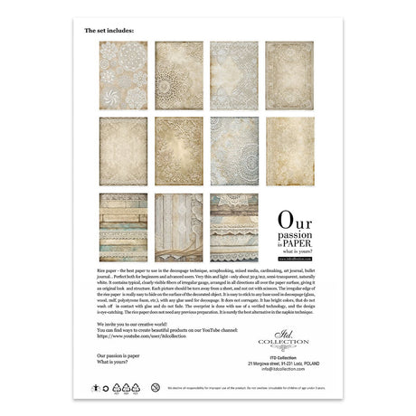 Rice paper set - A4 - Wood & Lace